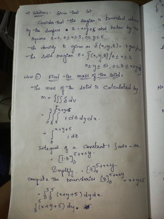 y Selution:- Let Grven -uat bounded aleus Constaler thatthe unjace 2-0, 0a43, 02 =5 ahd belouw dny Ae solid as E Noo mass o2