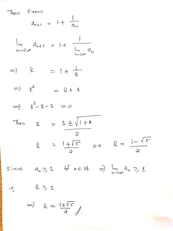 From Then ant an an h-7o 1 Then = nEN an 7 Sinre Q7, 1 a