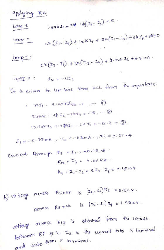applying Kv Loop - loop 2. t ek (I-I3)+6k2 18=0 Lep3 tu thom lecL rom the equabio ns. Tis ea siey 21KI E I, -2k1, = -13 tD ul