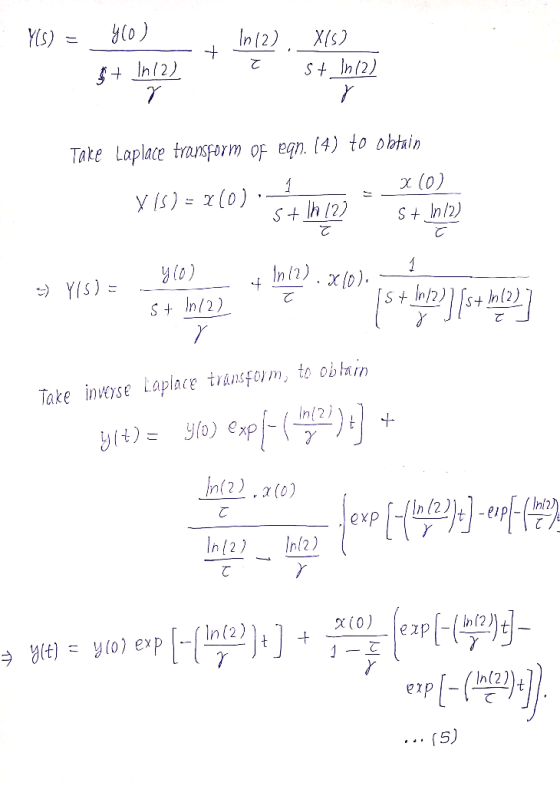 z In (2) Tate Laplate transorm of egn. (4) to obhain (In(.xlo) て S n/2 Take inverse taplace transfom, to obtain in(22 , χ (0)