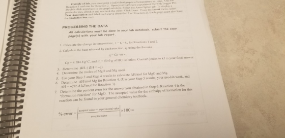 Outside of lab, you must print 2 individual graphs of temperature vs. time. One fo Reaction I and one for Reaction 2. Open yo
