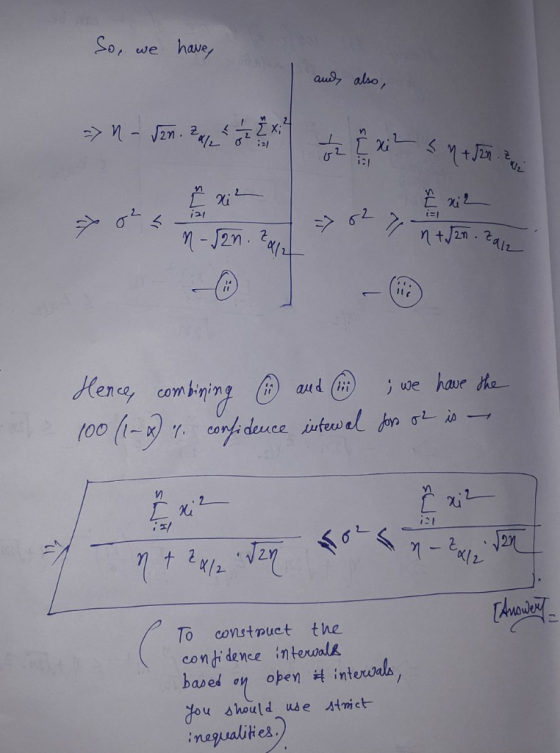 So, we have aus aho ence, combinin we have cori deuce ufe To constpuct the condidence interwalk bao ed σ7 ohen it intercala/