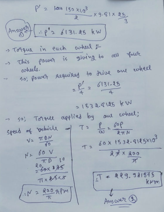 Los 150 xi0 2 9-91x 25 |Answer 6131. 25 kw 2 wheel Torgua in each Pawer is gioing to coheels S0% Pawes eguired to diue ane w