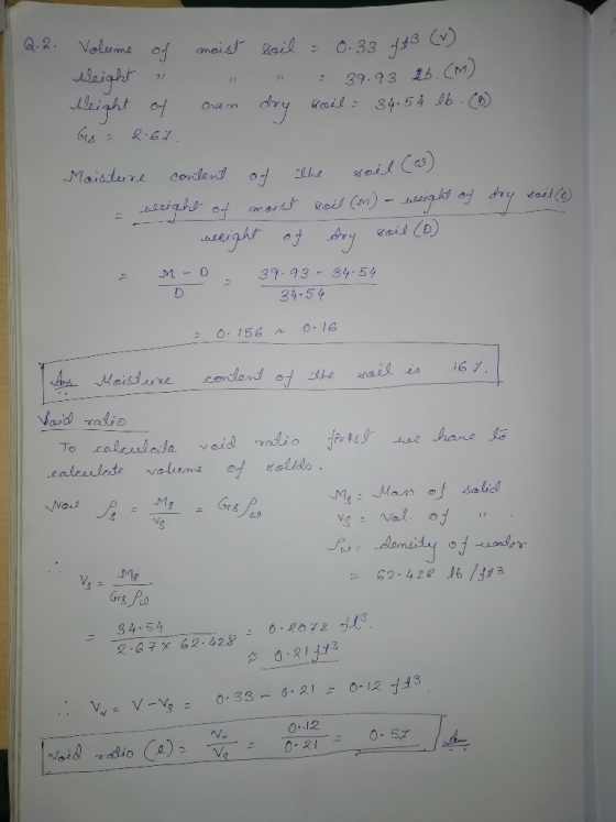 Volume of Q.2 maisl ai: O.33 f3 ) Aiaight Mhight of 39.93 M) Bail: 34.54 b-(0 / 618 conlent of Maisture ai lhe uleigh of meis