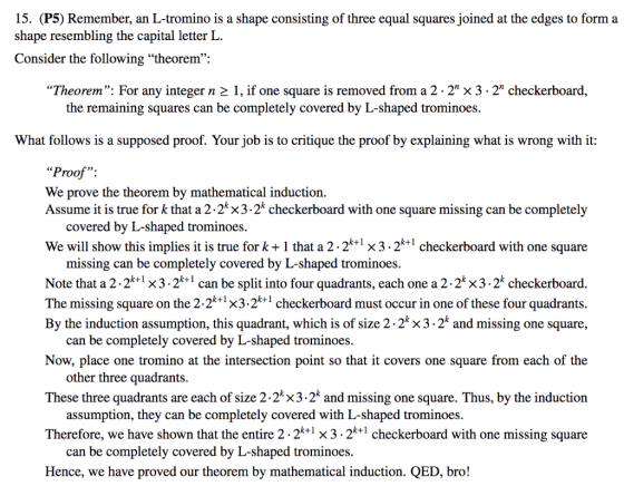 15. (P5) Remember, an L-tromino is a shape consisting of three equal squares joined at the edges to form a shape resembling t