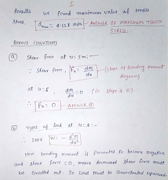 ealbutuve found manuirmum value ab trnile 6. m4-118 mpa ANSWER of mAXimUm TNSTN STRESS Bonus CSOLUTIoN) ear Force --(Slope of