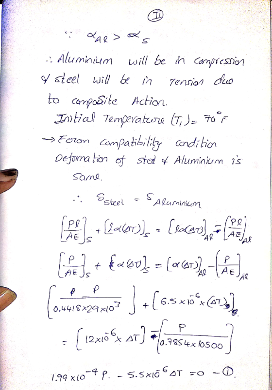 Aluminium will be ih Carmpression steel will & in Tension duo to campoite Action Intial Tempevateoru (T,) >Foon Compatibiliy