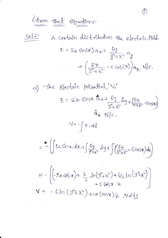 Given that uaion: Sol;-A certain distribuer Hae-electric-feu a) The Electnt potential,v,