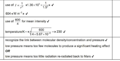 use of1 136 10 1.52 604 Wm use of 600 for mean intensity temperature/k-x5,67 10 600 recognize the link between molecular dens