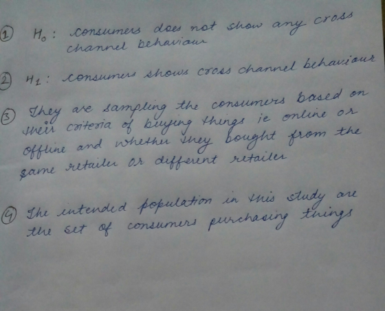 ① Ho: Cemann ers deed not show chan ang channl behawiaun y ve dampling the censumurs baaed en rei conteria Yt ie online ffli