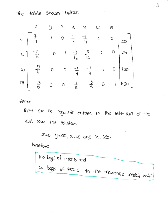 The table Shown beloo 6 5 a) 5 0 650 Tree ae ro reote entres in the left of the last row廾e Solution o y loo, 225 and M- 60 Th