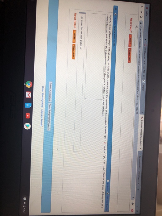 Netfe O 2019 Summer ACCT 222 A20 x Cengage % 23 HmwkSome Diffentiation x CengageNOwv21Onine teach x https./www.webassign.net/