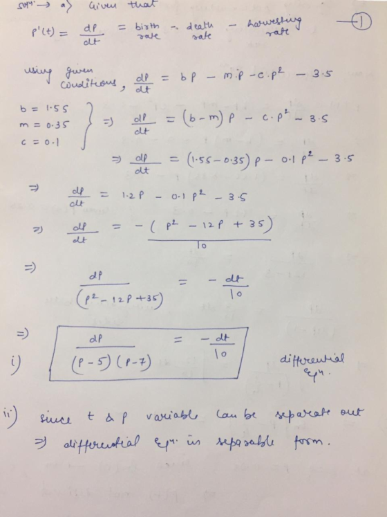 uivw thal Aatueshig deatth ate bis th ale d P 11 Plt) Yaft inguen Couditous mp-c.p -3.S dP dt b=15S (b-m) Pp 3 S m 0.35 clt