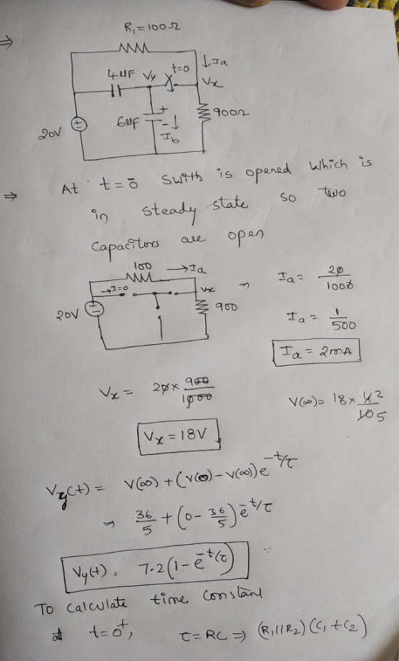 At , t=-SufHs is opened Which 2s → 1 Steady stateSo two 500 1X2 LOS 36 To Calculati time Comslan