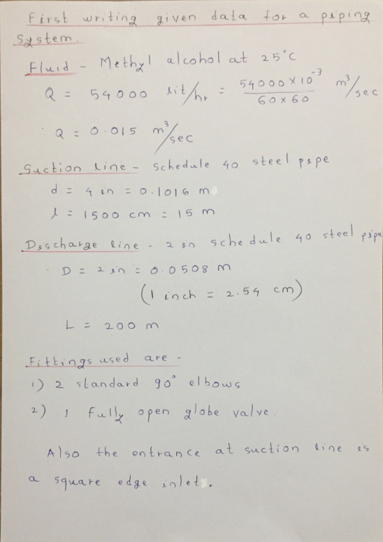 writin ting iven dala or a Pping em Flid-Methalohol at 5 u t 54000 XIO -60x60 540 00 it /sec sec Suction Line-Schedule 40 ste