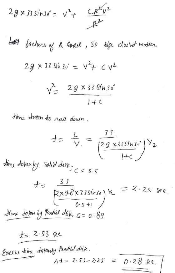 2g x 33 sinJ 2. v t bactuns of Gnet So dant maller, 2g x 13 Sin jo - V^f C V 2 g x 33 Sih3o ime dulen do rull down, 3 3 V S