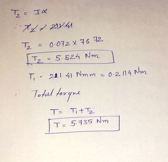 T2ニ 0.012乂7612 T, = 5.524 Nm 2