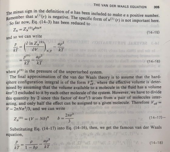 THE VAN DER WAALS EQUATION 305 minus sign in the definition of a has been included to make a a positive number. The ember tha