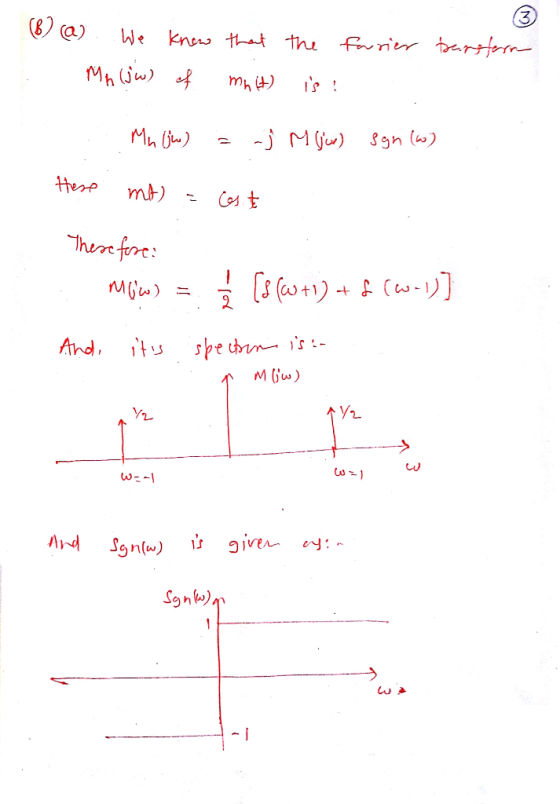 (B) @) knew thatthe We frnir bartHom Mhjwf -j M) Mh i) Sgn (w) Herp mb) Cost here forrc MGu) And 1t spe cn- is - M Gw) AY2 w