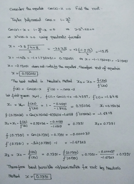 hrd the Yoot Consider the equiatan caco-X =0 2 -2.73051 does ndt atit tha equatohaoea yodt a equaltin Tha best mathed in Newt