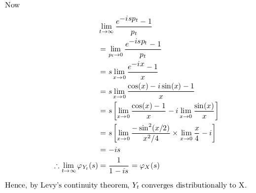 Now -ispt lim 1 t-oo Pt -ispt - 1 lim Pt0 ir = s lim 0 cos (r) sin()1 lim I0 = S cos(r) sin(r i lim lim = S - sin2(r/2) lim x