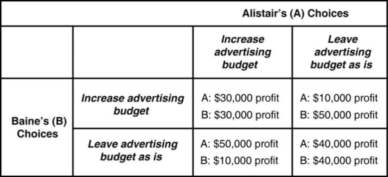 Alistairs (A) Choices Increase Leave advertising budget advertising budget as is Increase advertisingA: $30,000 profi A: $10