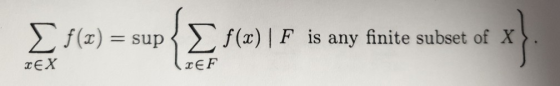 f(x)-sup f(x) | F is any finite subset of X TEF