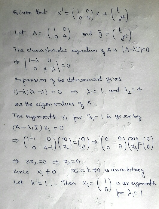 Given thal xe ( Xt eak 7eLet A- The chanactenstie equalionA 1-A こ0 4コ expamecon tho datermunant gers )4-A)O にl amd Aこ4 → the