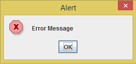Alert X Error Message OK