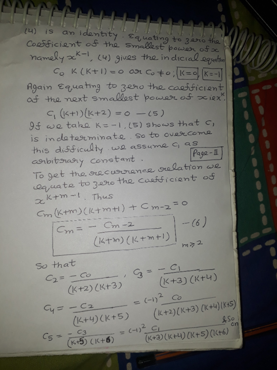 u) is an idantity auating to 3aro tha CoaSiciant os the Smallest pow o Again Euatimg to 3eno the coesficien t 9s we taha K5)