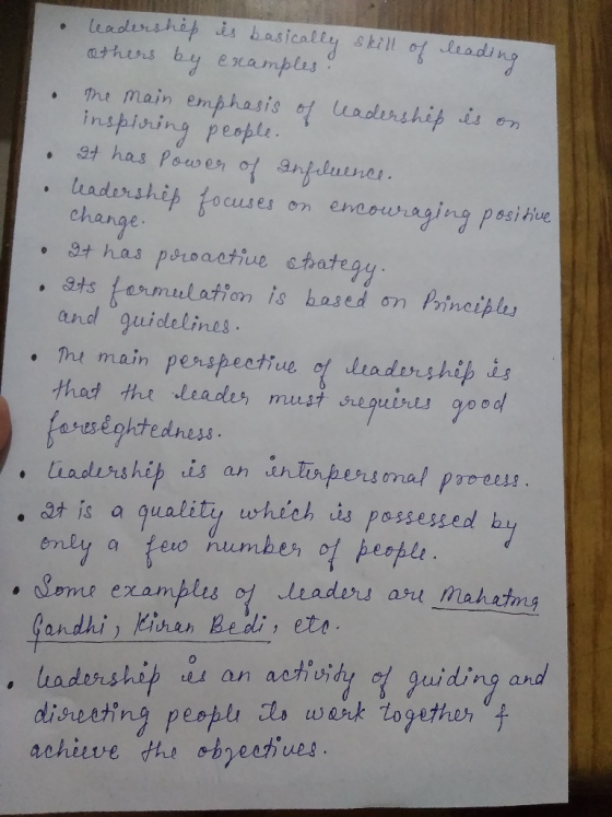 tendership is basically by eramples me main emphasis o uadership is insplning people thas Power of anfeluener Uadership focus
