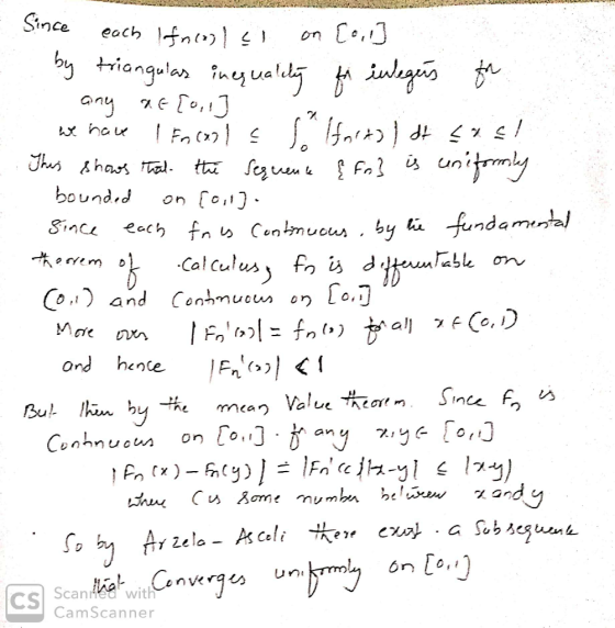Since each fn C, any eo,J x ha u boundd fundamtal Since each fn Contmucus, by erem Cal culus f i d Conand Contmuous Mae ond h