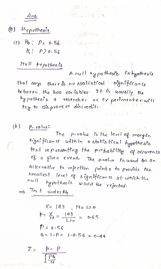 Anb Ca Hypotheai H, P>0.56 Nu lypothenf A null y potheois fohypothesa Dignitican that soy there is nostaHiatical be to e en t