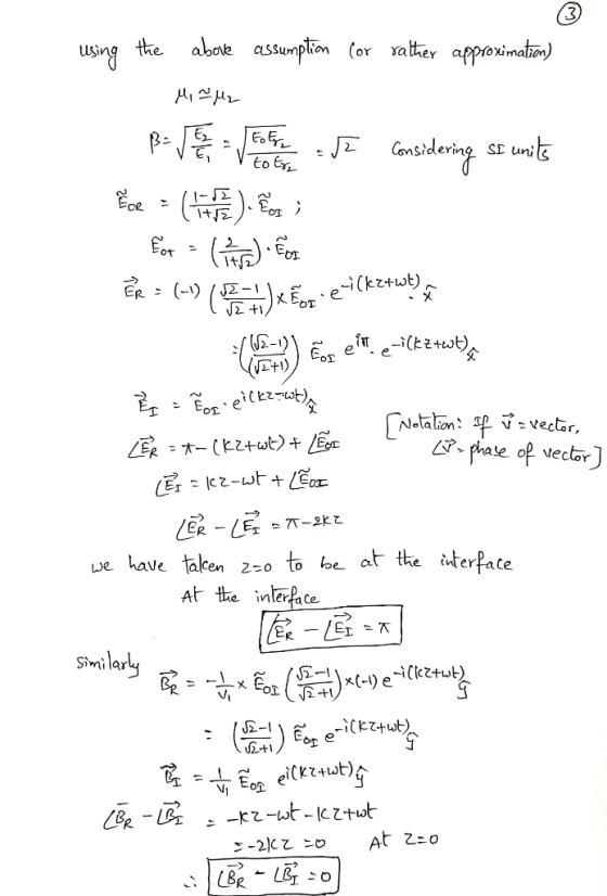 3 using the abre assunptinor rather τ.1 . J2- Considering SL uni 父 ue ave taknoto e at the terfate At the interface Similary