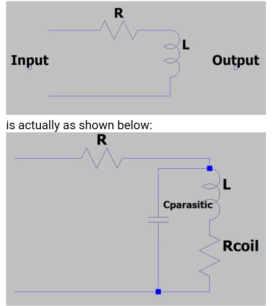 Input Output is actually as shown below: Cparasitic Rcoil