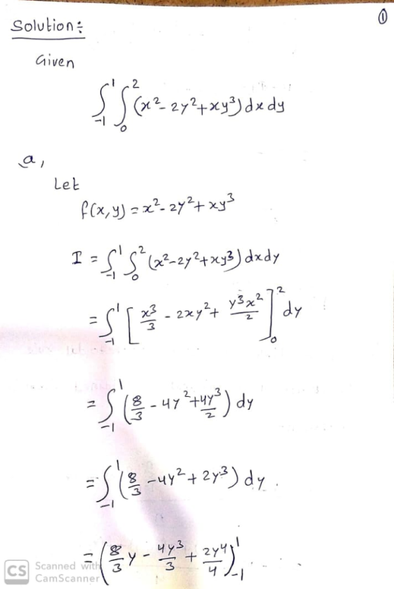 Solution Given Let 1:.s-s2(x3-2y 2txyリdx.dy 2 Scanned wit CamScanner 3 CS