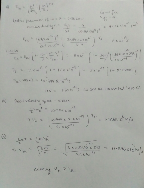 8m 3A84 32 x 10 % 83 3.14 T 293 k : 11xlo | -@w) 198 x lev 1-6xto s so can be cementol into ov ② Permi velocity v at T=29