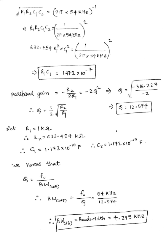 2Tx59 KH 근 29·う g 316-227 passband gain = A17) 2. 8 Qニ 12-57 R2=632.454 kSL oe hnvow that Bu (3d8) C348) 92-574 |Bha Bandwidt