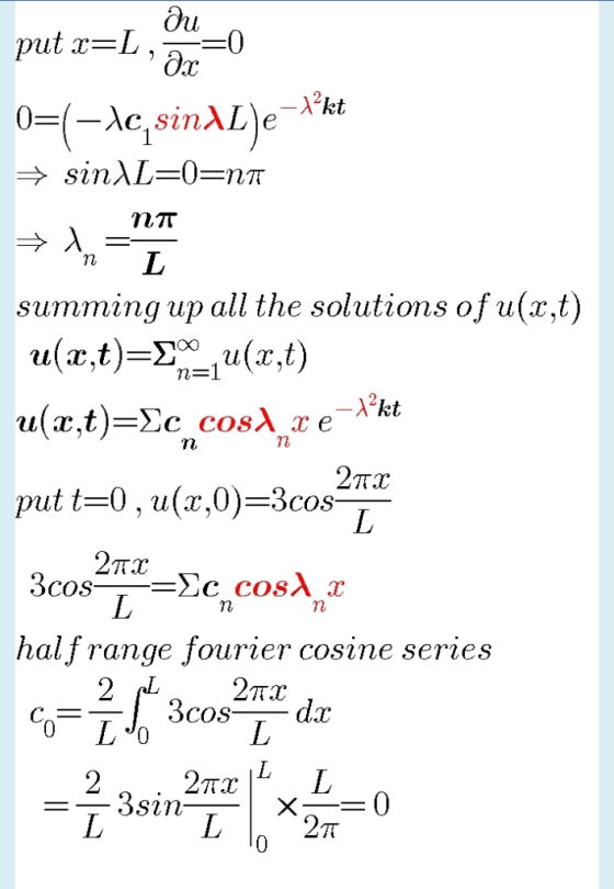 summing up all the solutions ofu(x,t) u(x,t put t=0. u(x,0)=3cos half range fourier cosine series ㄫㄨ