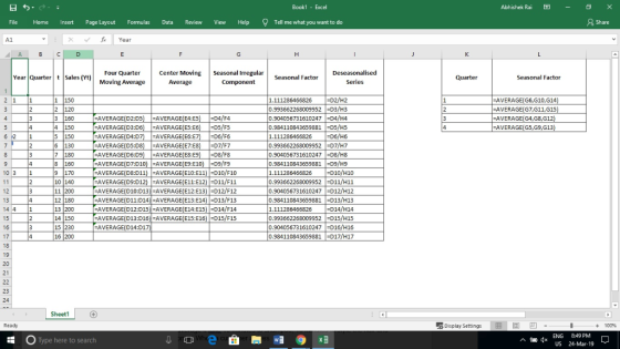 Book1 - Excel Abhishek Rai X File Home Insert Page Layout Formulas Data Review View Help Tell me what you want to do Share 41