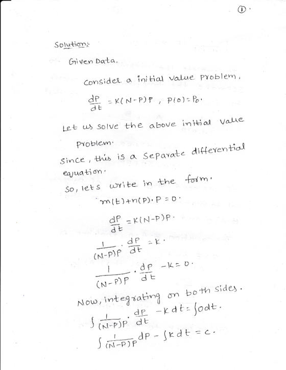 Solutiom* Given Data Conside 1 a initial value PYoblem, d t Let s solve the above initial vaue Problem Since , this is a SePa