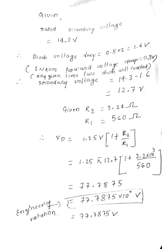 Given 4.3 V Diode vollage dp o.8x2- C any given fime two dude w.Il cogu serondny voliage31 C -12.7 γ ven2 2. 2-2 Ri 56 0