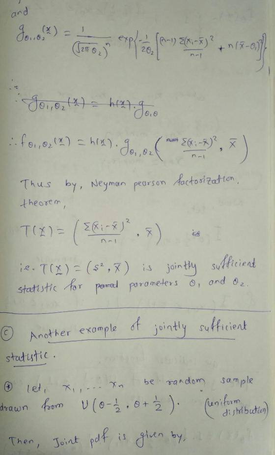 an (x Thus byNeyman prarson theorem Aacto at ton peromelers , ond s nother example d stutistic awn om Then, Joint pdf is CİAv