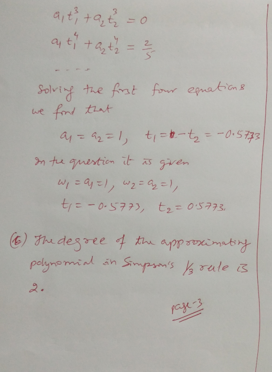 aiti ta,t ayt tat 2 2 Solvi the frat fnd tat fow epnation& we 21 t--t 0.5733 ay ren t-0-577, tz- 0s773, he desree 4 the appma