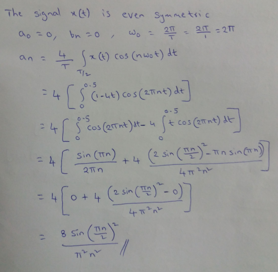 The sianal t) s even Sammetsi 4(2cm2 +4@s.(np)....e«-5〕 Sin (Tn