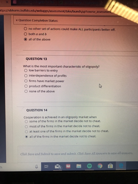 tps://ublearns.buffako.edu/webapps/assessment/take/launchjsp?cour se as v Question Completion Status: O no other set of actio