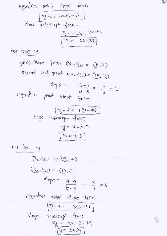 teellen peut s Slope neept posm 22- 량_-23+ For line v 12-10 on put slope 2. For lne equaton pot slope bos r)