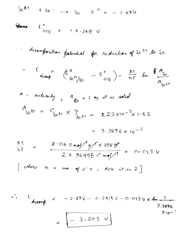 to, 2415V SCEz SCE 2 3.386 x It 8-314 3 RT 2 x 6 495 C here it is 2 3.3896 3.205 V