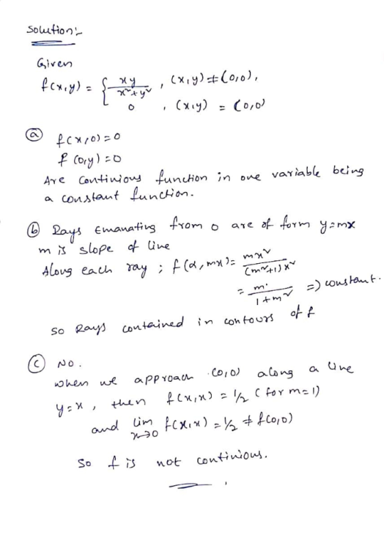 Soution Given hx (xy) RCxo)o Cory) AYe Contino funcion in one variabk being constaut function ays Emanativg from m slope f Un