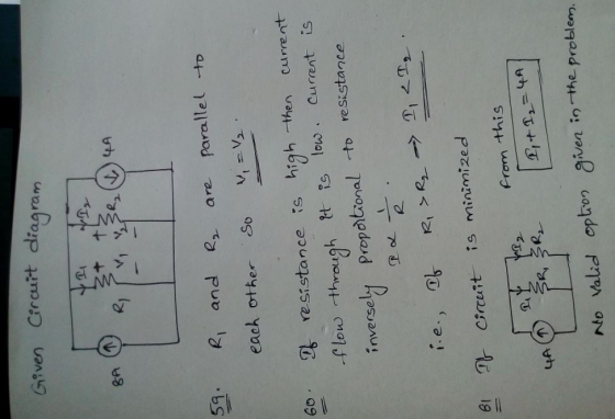 Given Circurt diagram 59 Ri and are parallel each other So V 6o resistance s high then current flow through tt loCurent is in